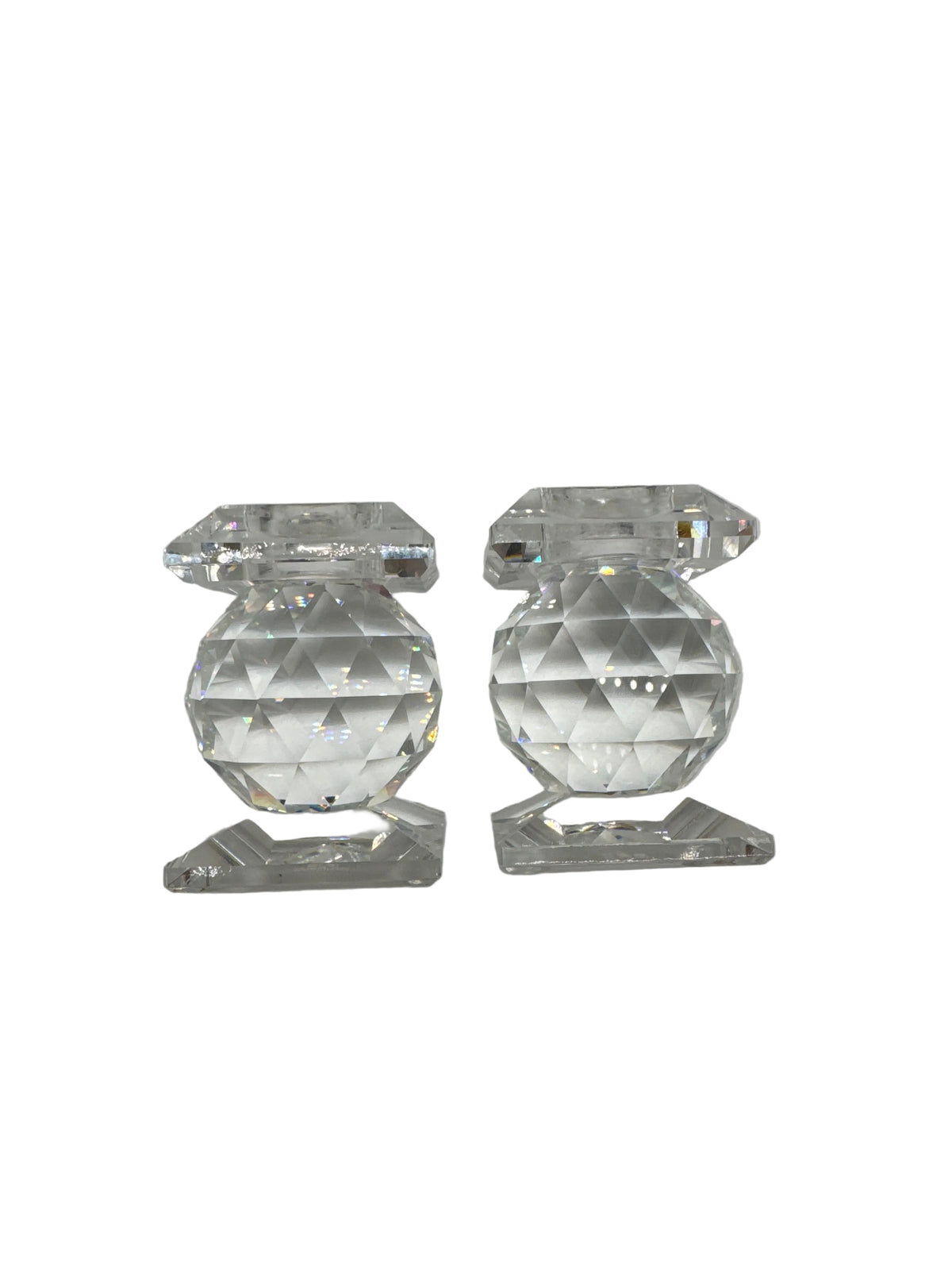 Vintage Pair Swarovski Crystal “Kugel Ball” Candle Holders