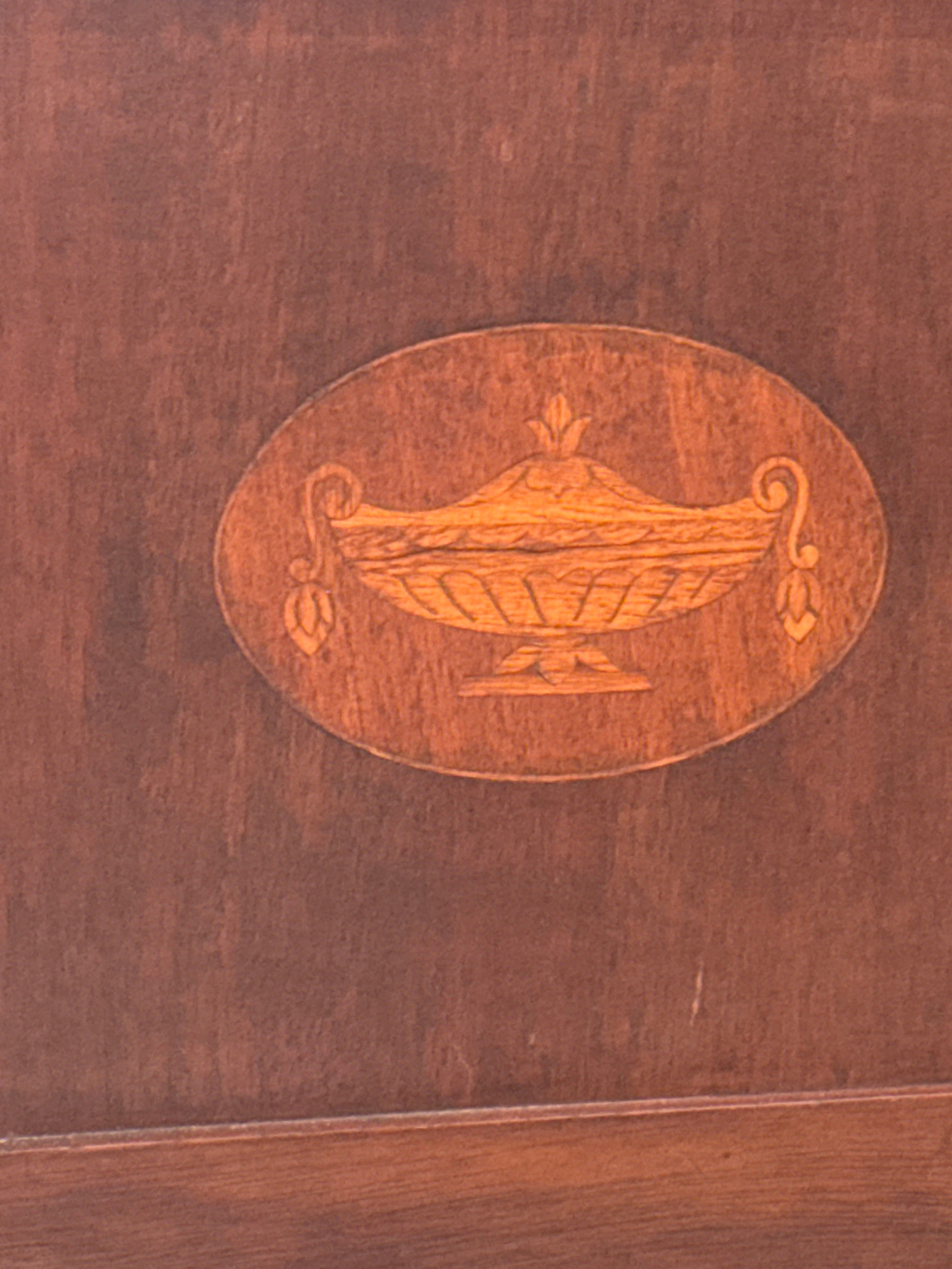 Antique Late 18th C or Early 19th C Federal Style 2 Door Inlay Accent Cabinet