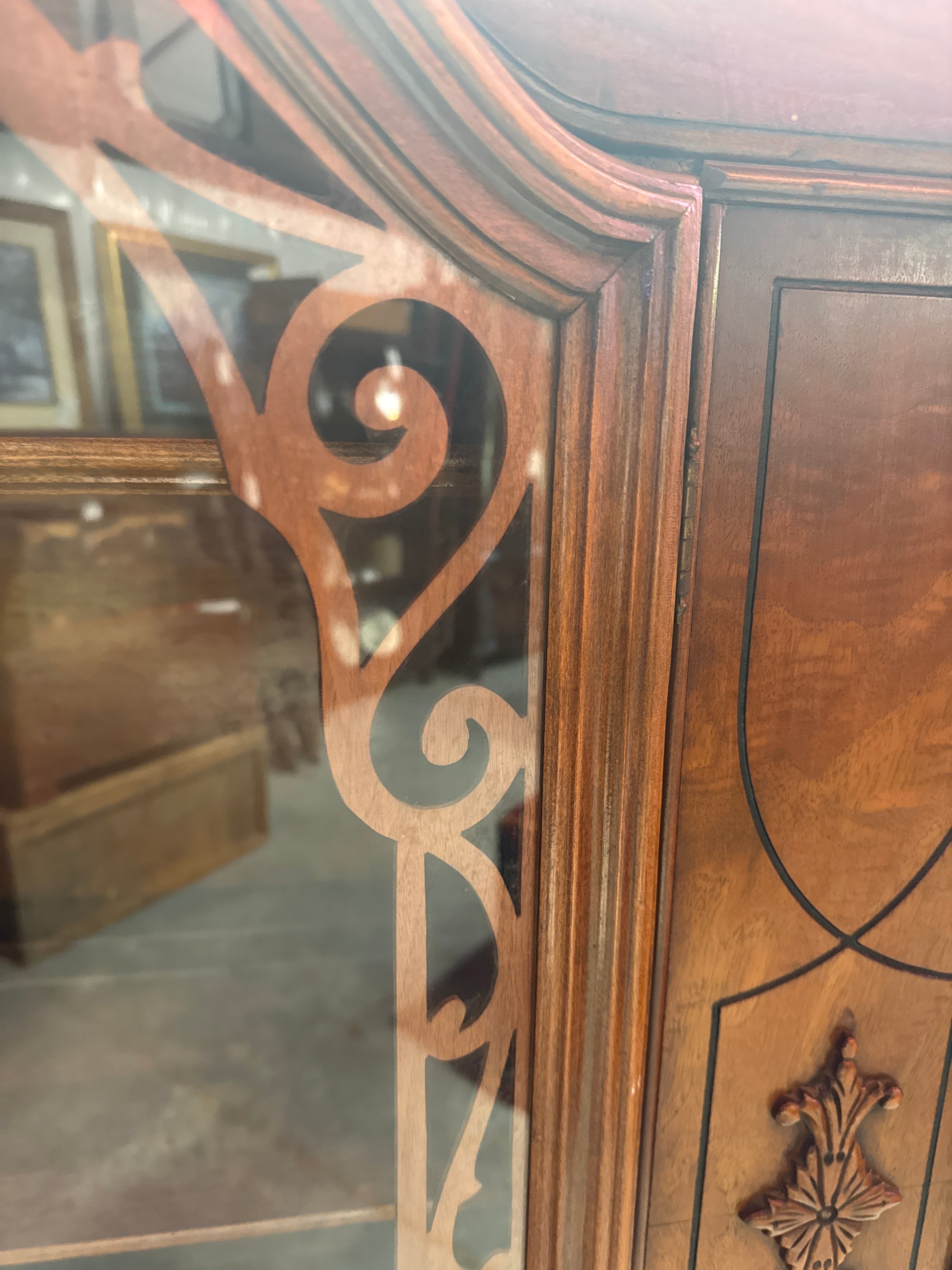Antique Jacobean Style China Curio Cabinet