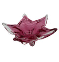 Vintage Czech Bohemian Art Pink Star Glass Bowl