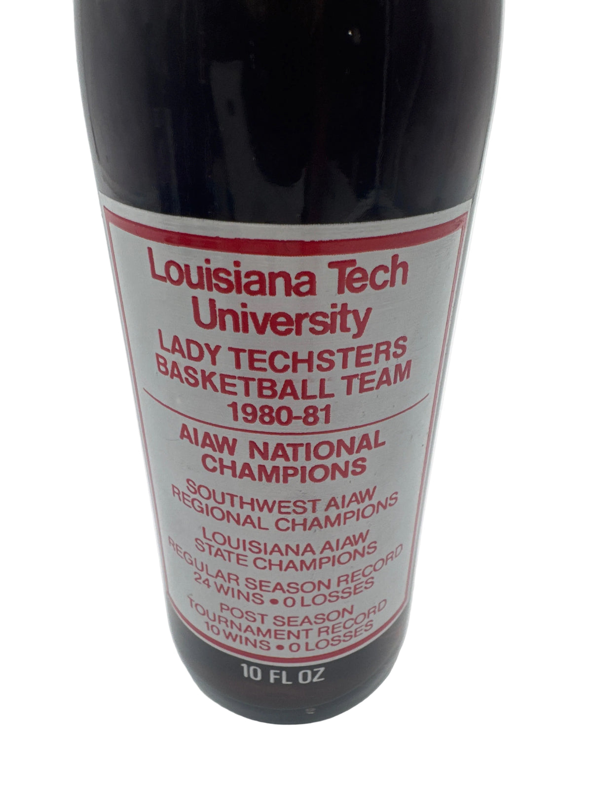 1980–81 LOUISIANA TECH UNIVERSITY LADY TECHSTERS BASKETBALL CHAMPIONS 10 oz COCA-COLA BOTTLE
