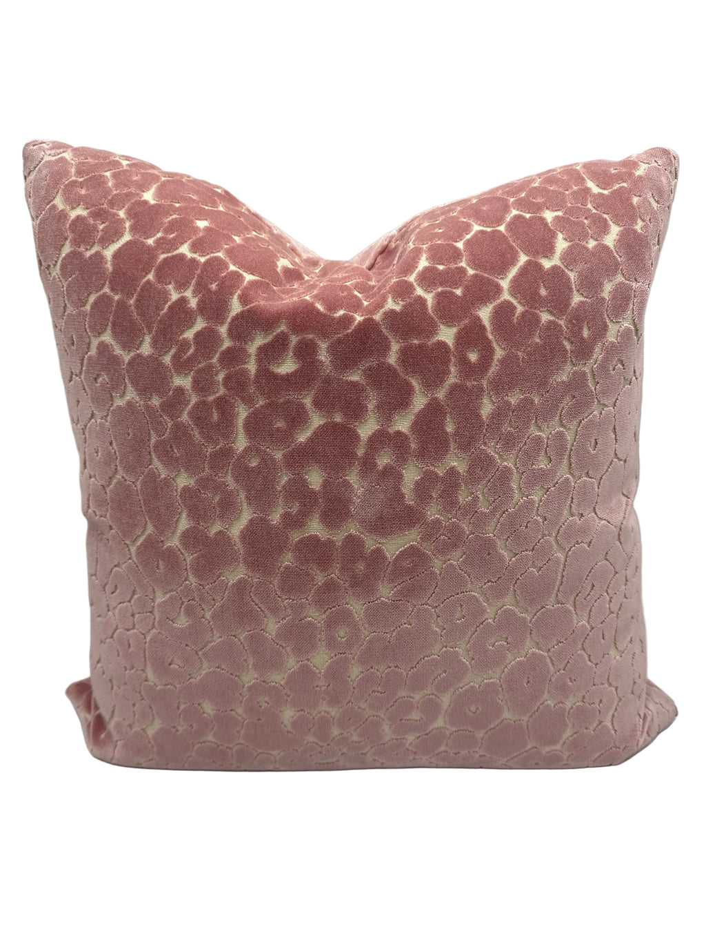Rose Pink Velvet Leopard Double Sided Print Pillow with Insert 22”