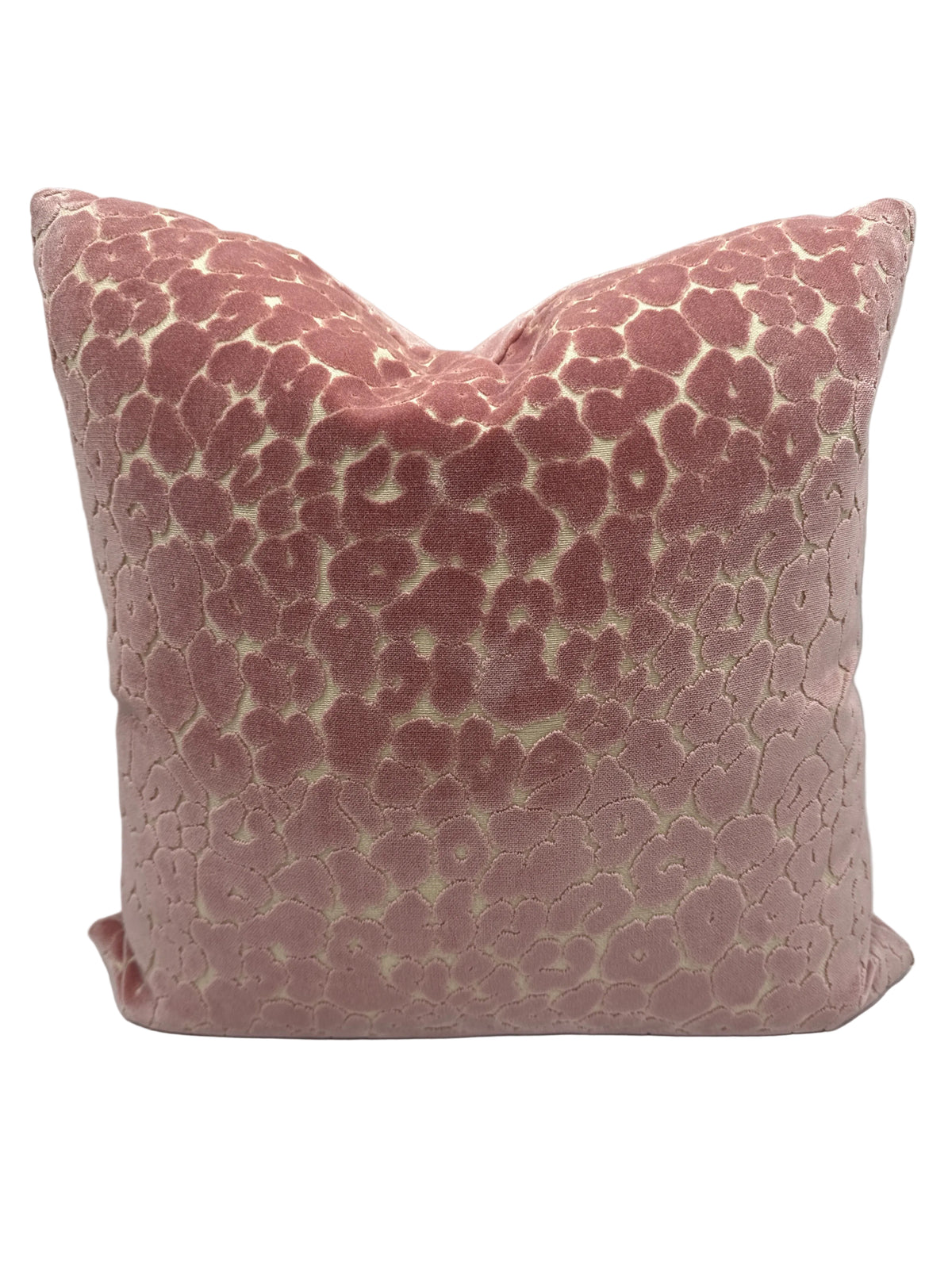 Rose Pink Velvet Leopard Double Sided Print Pillow with Insert 22”