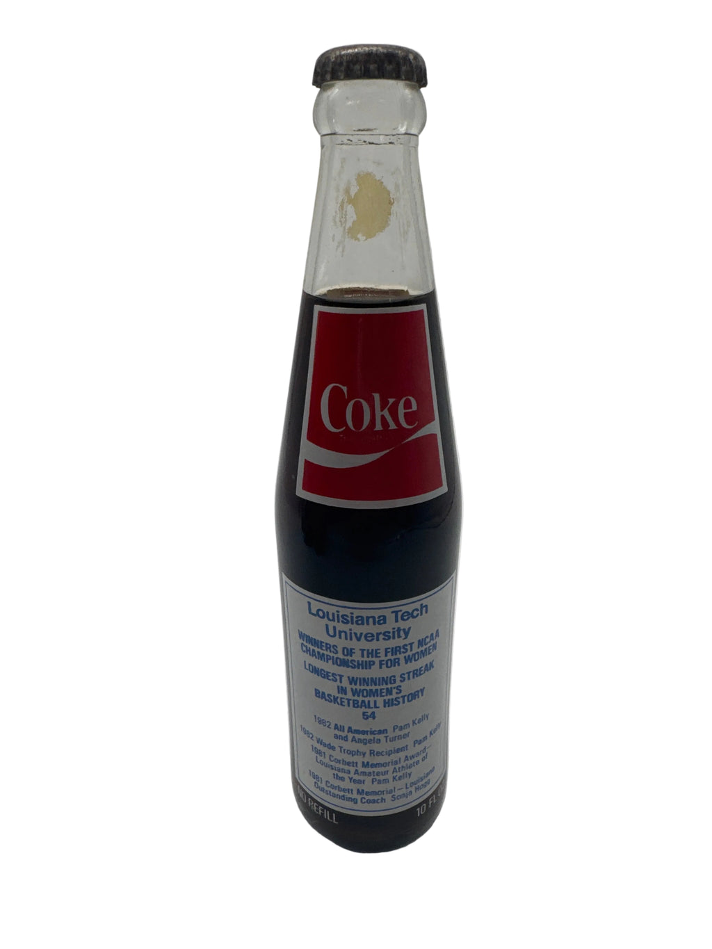 1982 NCAA LOUISIANA TECH UNIVERSITY WOMEN’S BASKETBALL CHAMPIONS COCA-COLA 10 oz BOTTLE