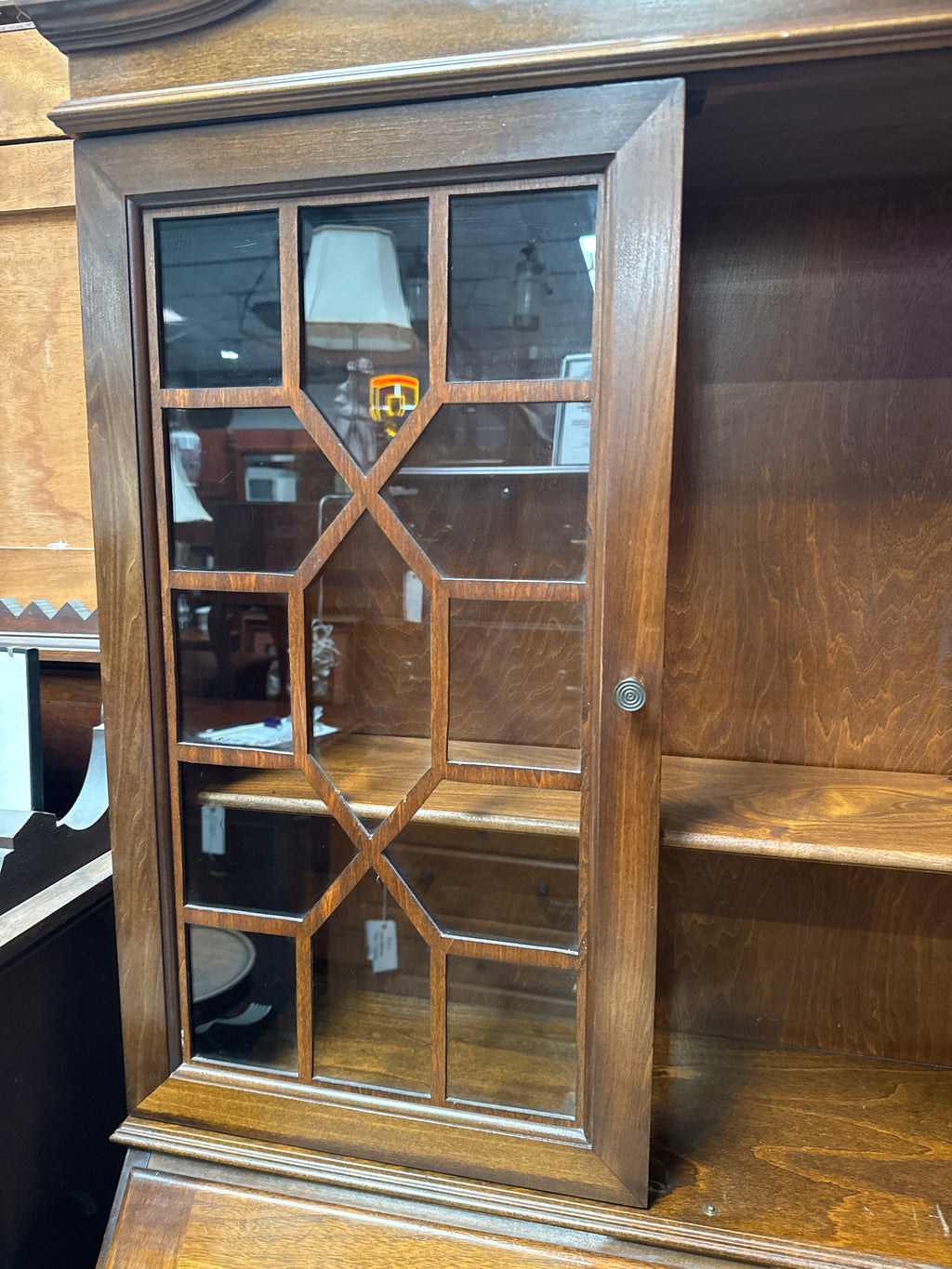 Vintage Serpentine Front Walnut Ball & Claw Secretary Desk