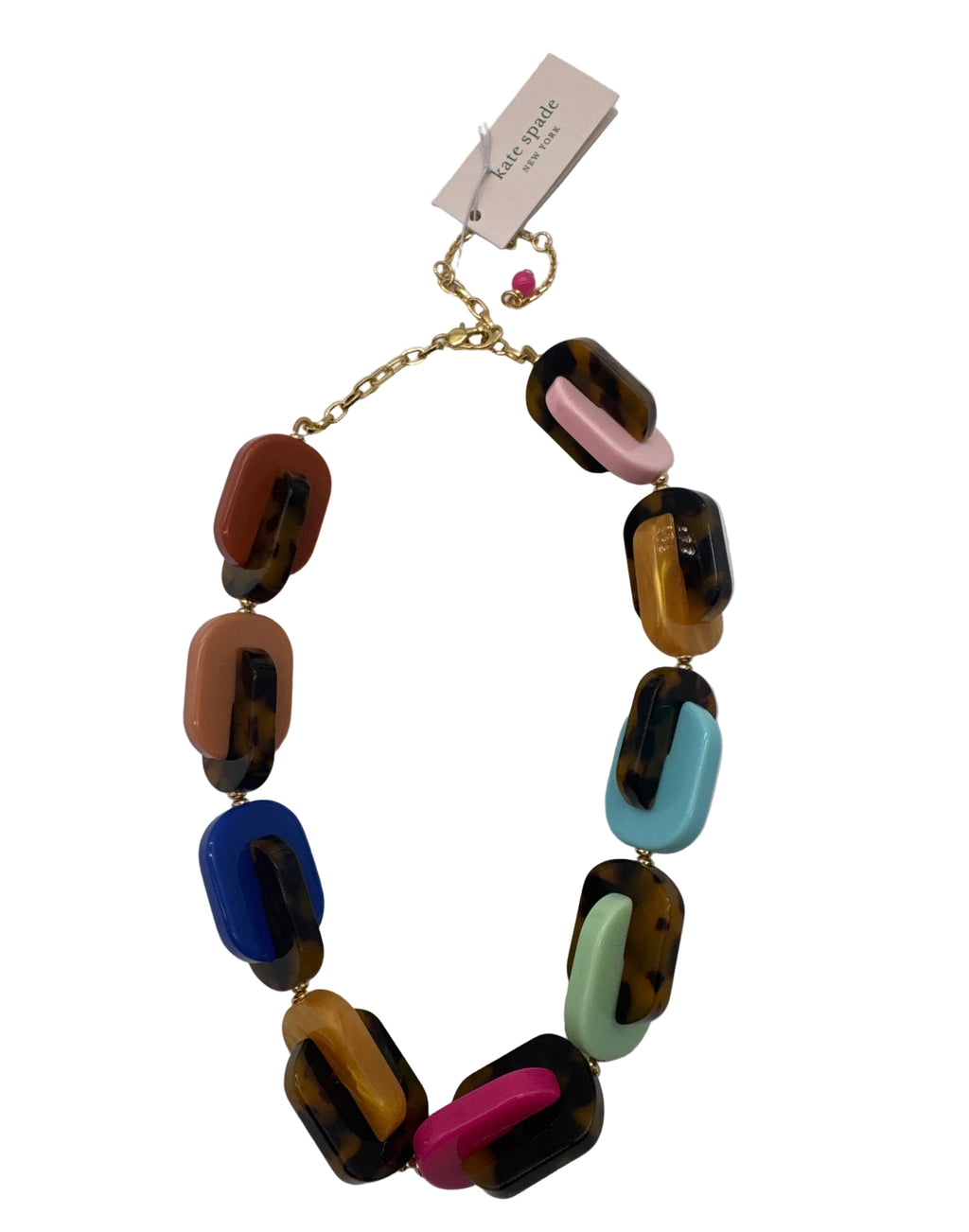 Kate Spade Chunky Acrylic Link Rainbow Tortoise Be Bold Necklace