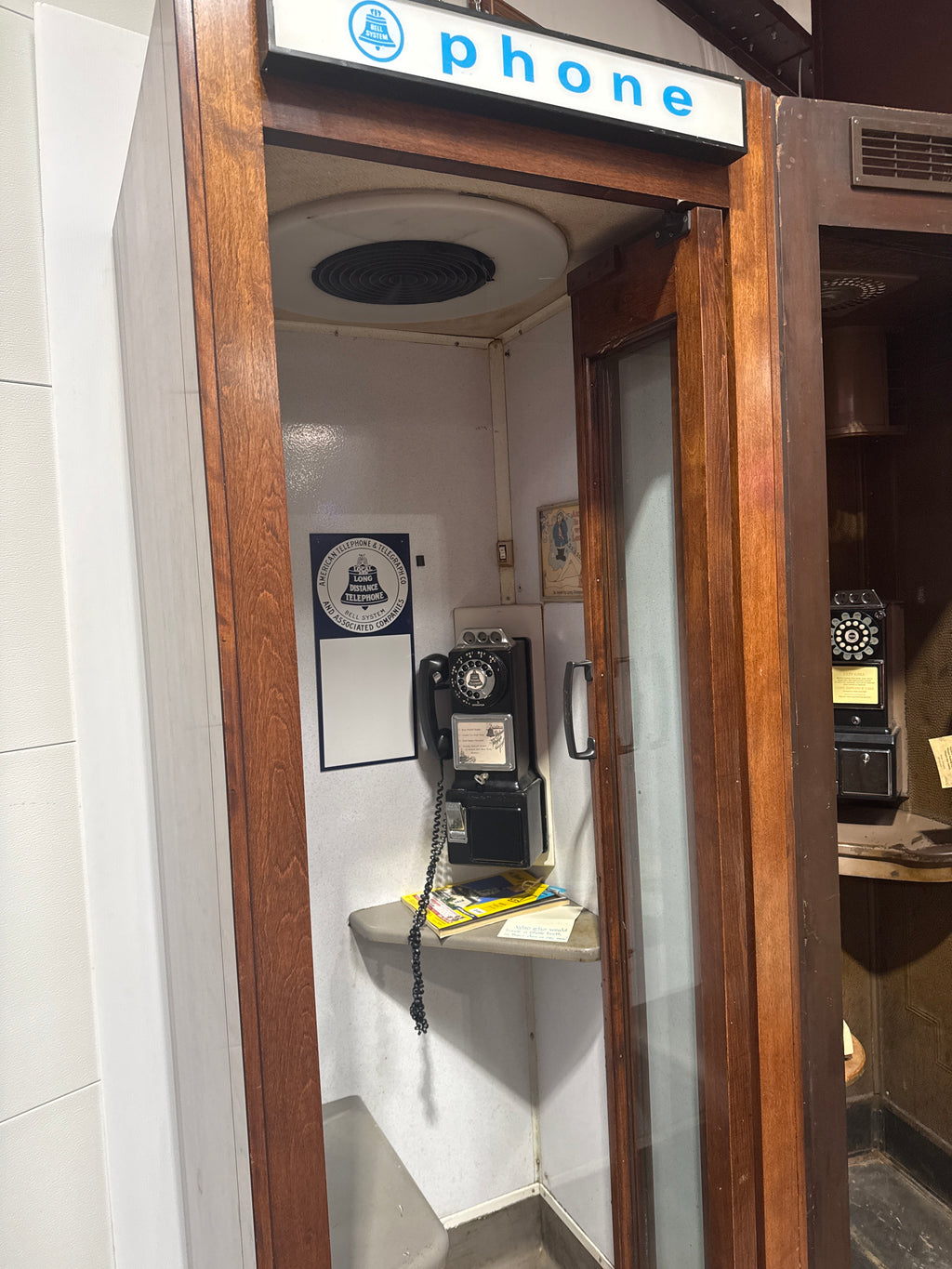 Vintage 1960's Bell System Wood Walk-In Phone Booth With Bi-Fold Doors-K