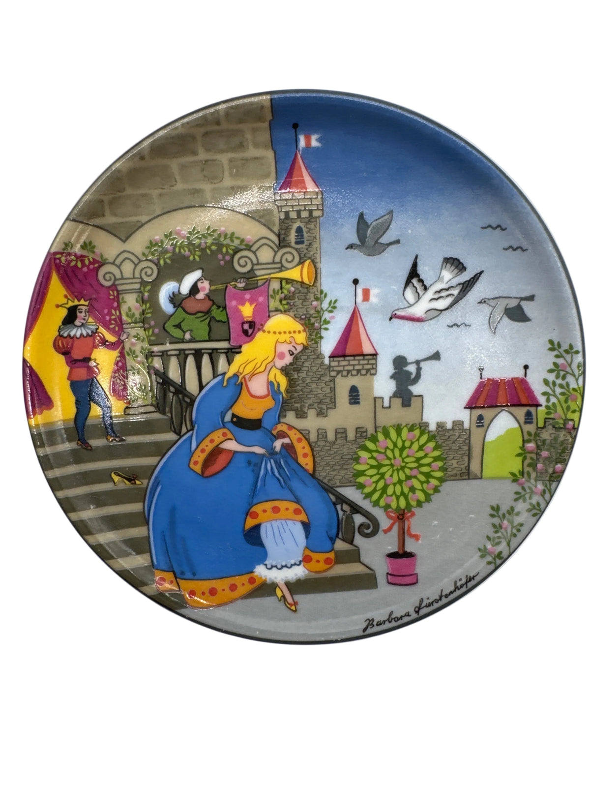 Vintage 1980’s Miniature Cinderella German Collector Plate by Artist Barbara Furstenhofer