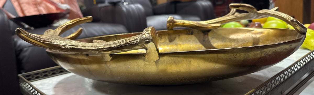 Large Antique Gold Antler Bowl