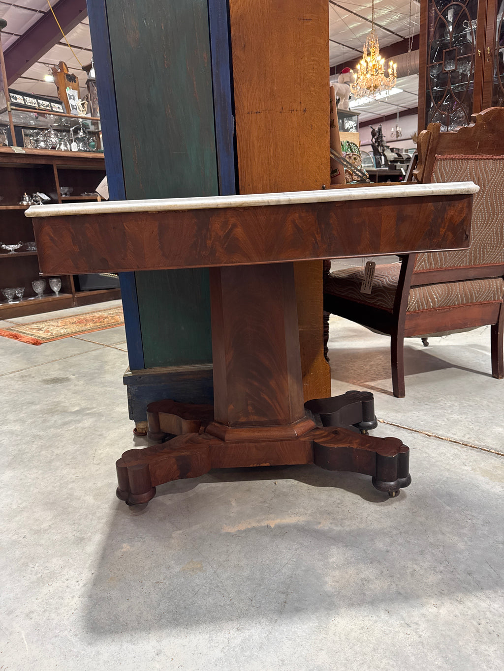 Antique Marble Top Table on Casters