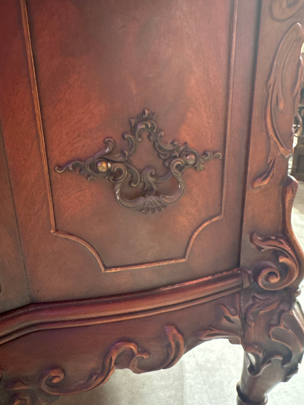 Vintage Tall Carved Mahogany Chinese Chippendale Style Bow Front High 5 Drawer Chest Dresser