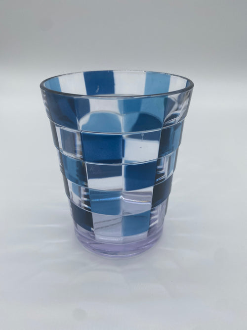 Acrylic Blue Check Tumblers, Set of 8