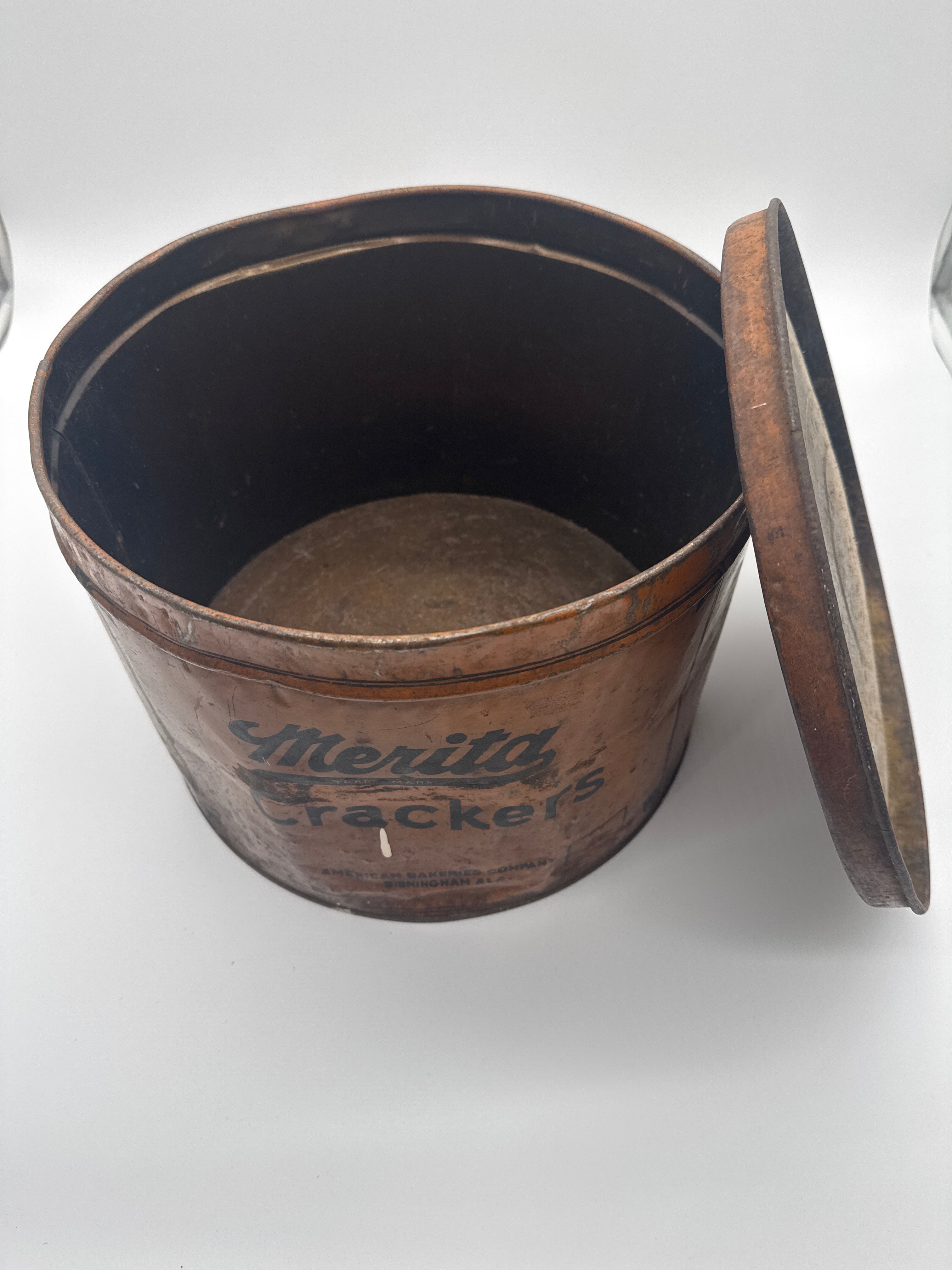 RARE Vintage Merita Crackers American Bakeries Company Birmingham, AL Large Tin with Lid