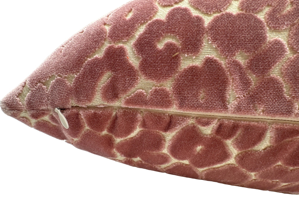 Rose Pink Velvet Leopard Double Sided Print Pillow with Insert 22”