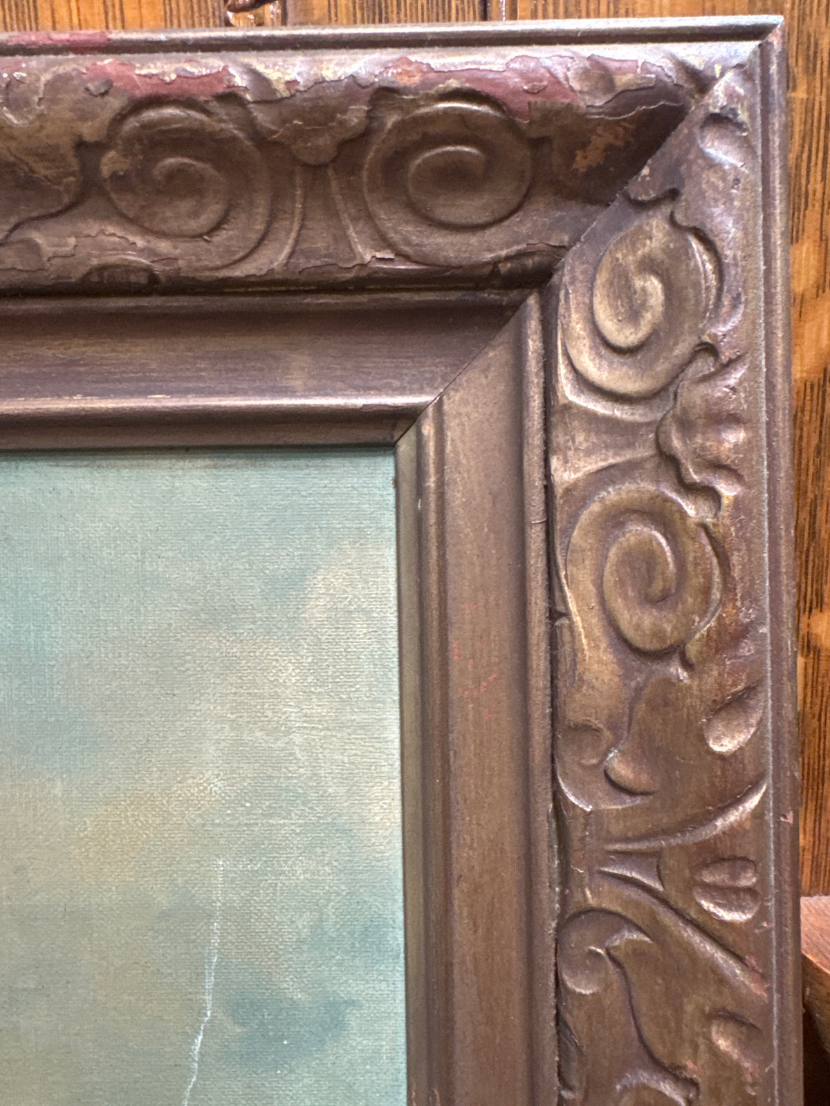 Antique Gold Frame Oil on Canvas of a Venitian Canal Scene