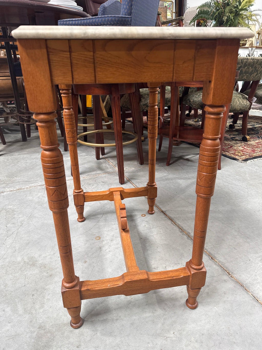 Antique Victorian Chestnut Marble Top Table