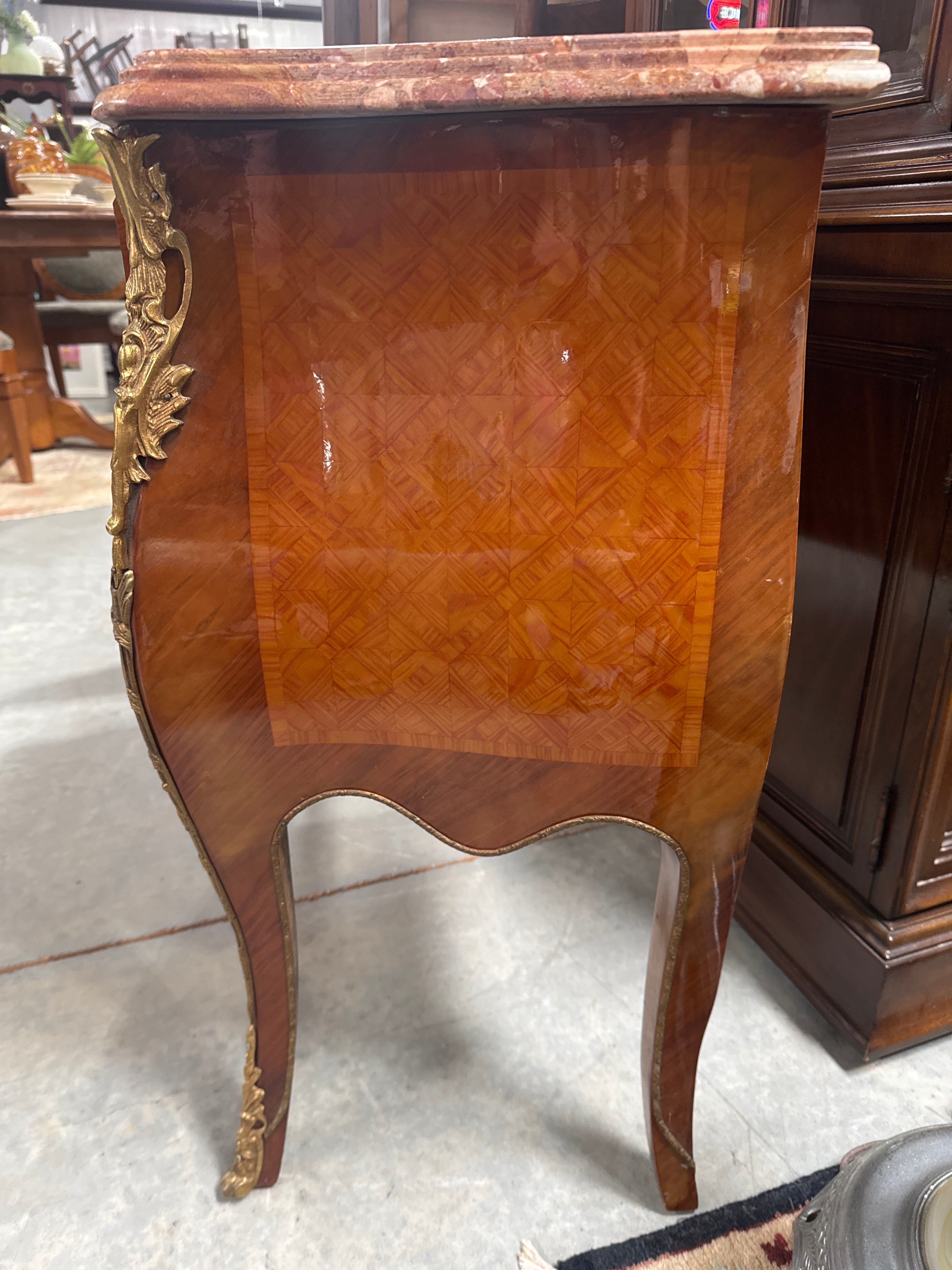 Vintage French Ormolu 2 Drawer Chest With Marble Top