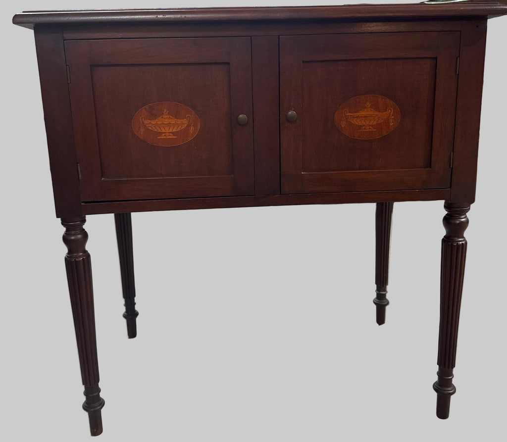 Antique Late 18th C or Early 19th C Federal Style 2 Door Inlay Accent Cabinet