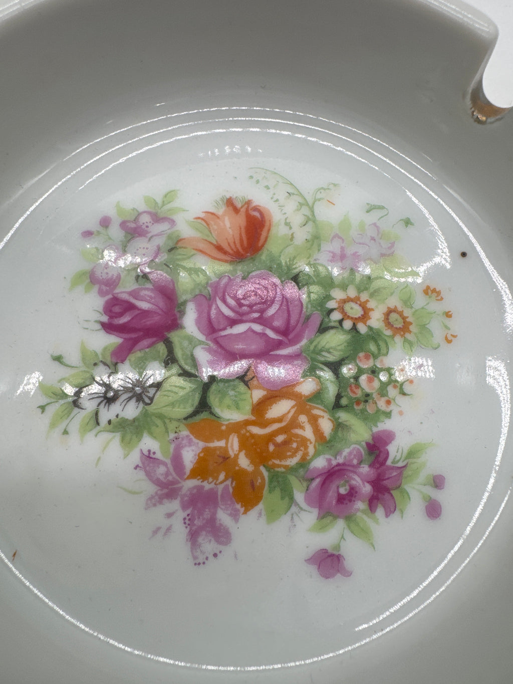 Vintage “Made in Japan” White Porcelain Floral Ashtray