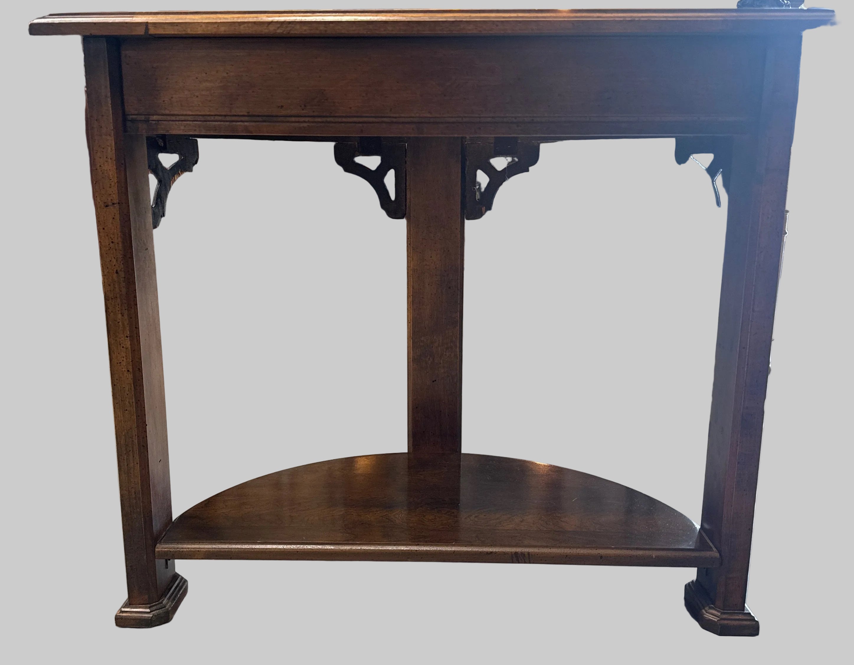 Vintage Chinese Chippendale Style Demilune Side Table