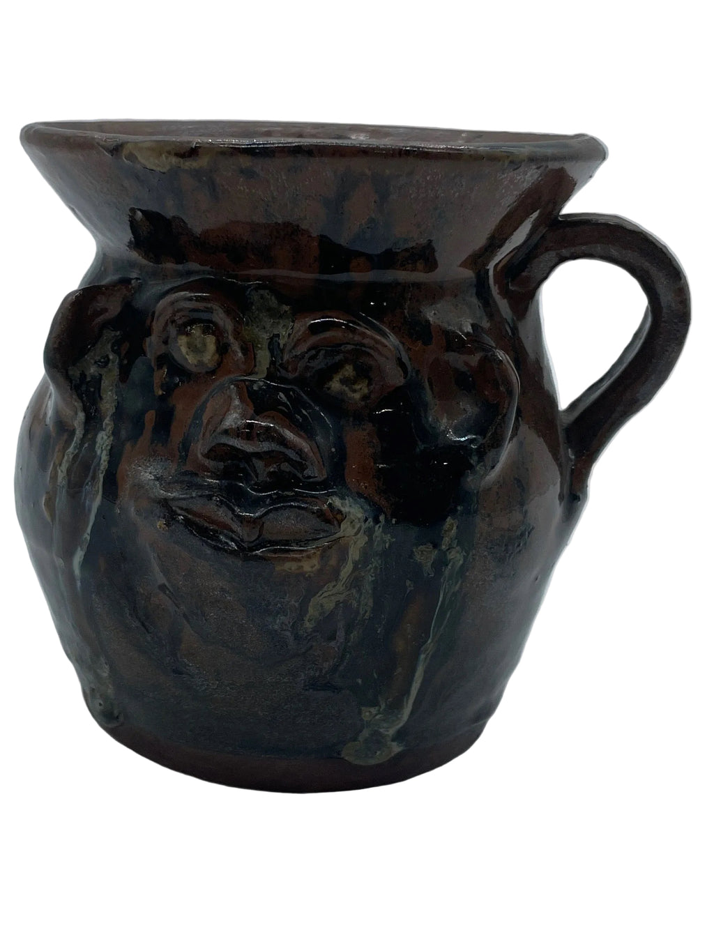 Georgia Folk Pottery Face Jug Signed M. Rogers (Marie Rogers)