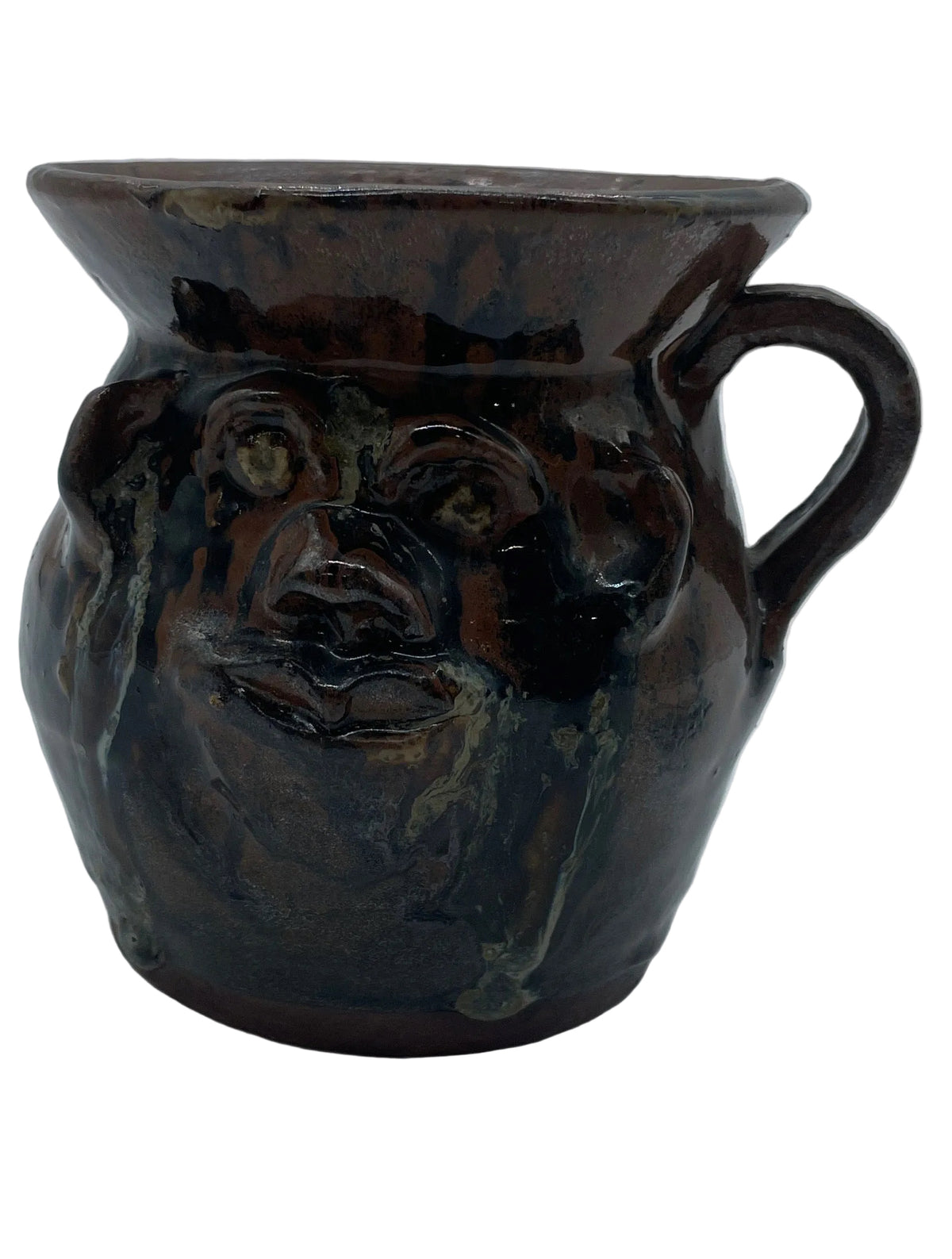 Georgia Folk Pottery Face Jug Signed M. Rogers (Marie Rogers)