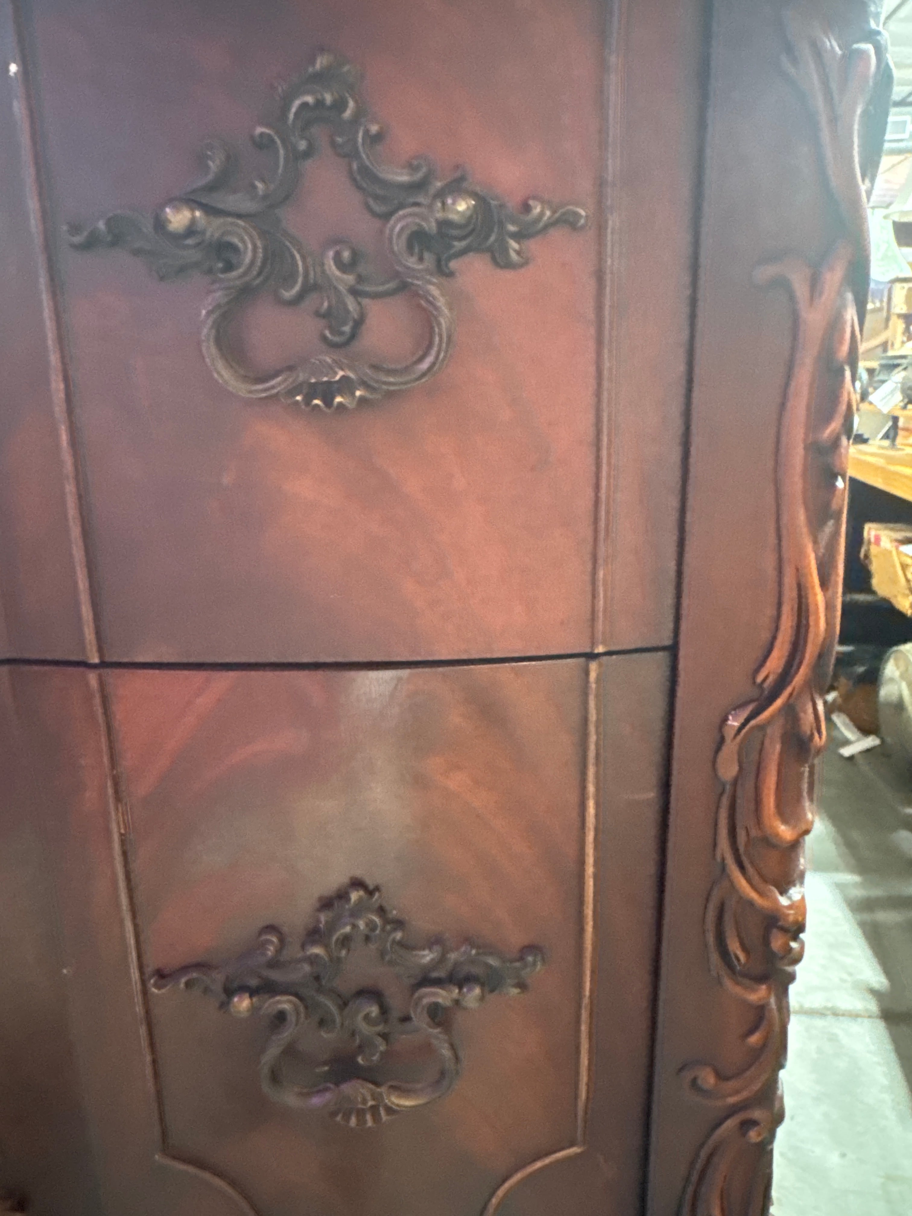 Vintage Tall Carved Mahogany Chinese Chippendale Style Bow Front High 5 Drawer Chest Dresser