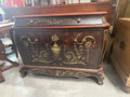 Grecian Style 3 Drawer Bombe Commode with Black & Gold Design