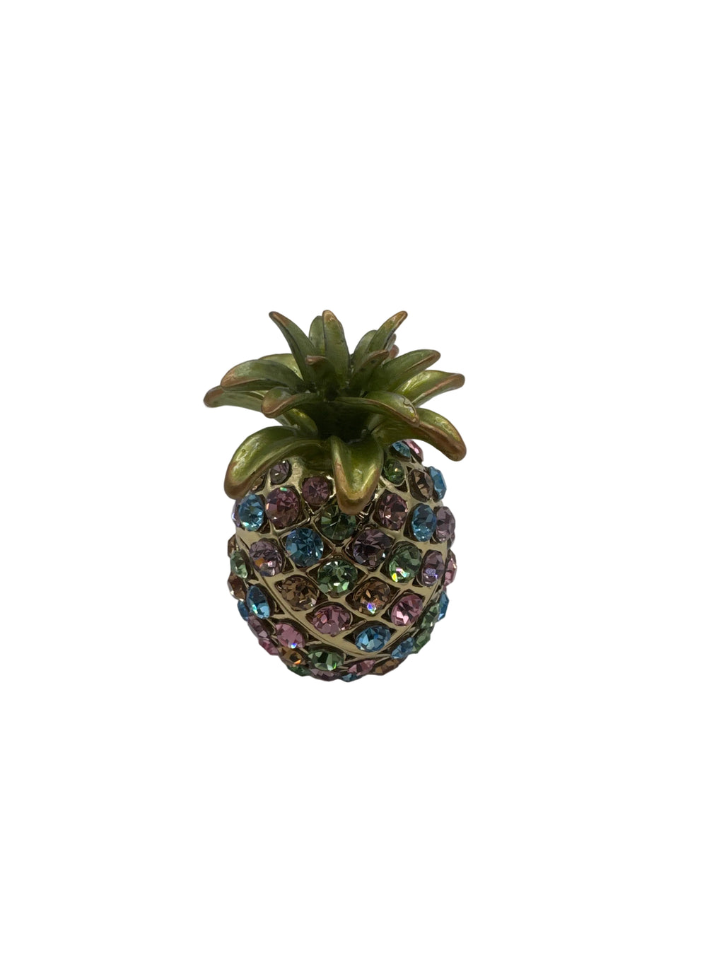 Beautiful Lia Sophia Pineapple Enamel & Rhinestone Lidded Ring/Trinket Box