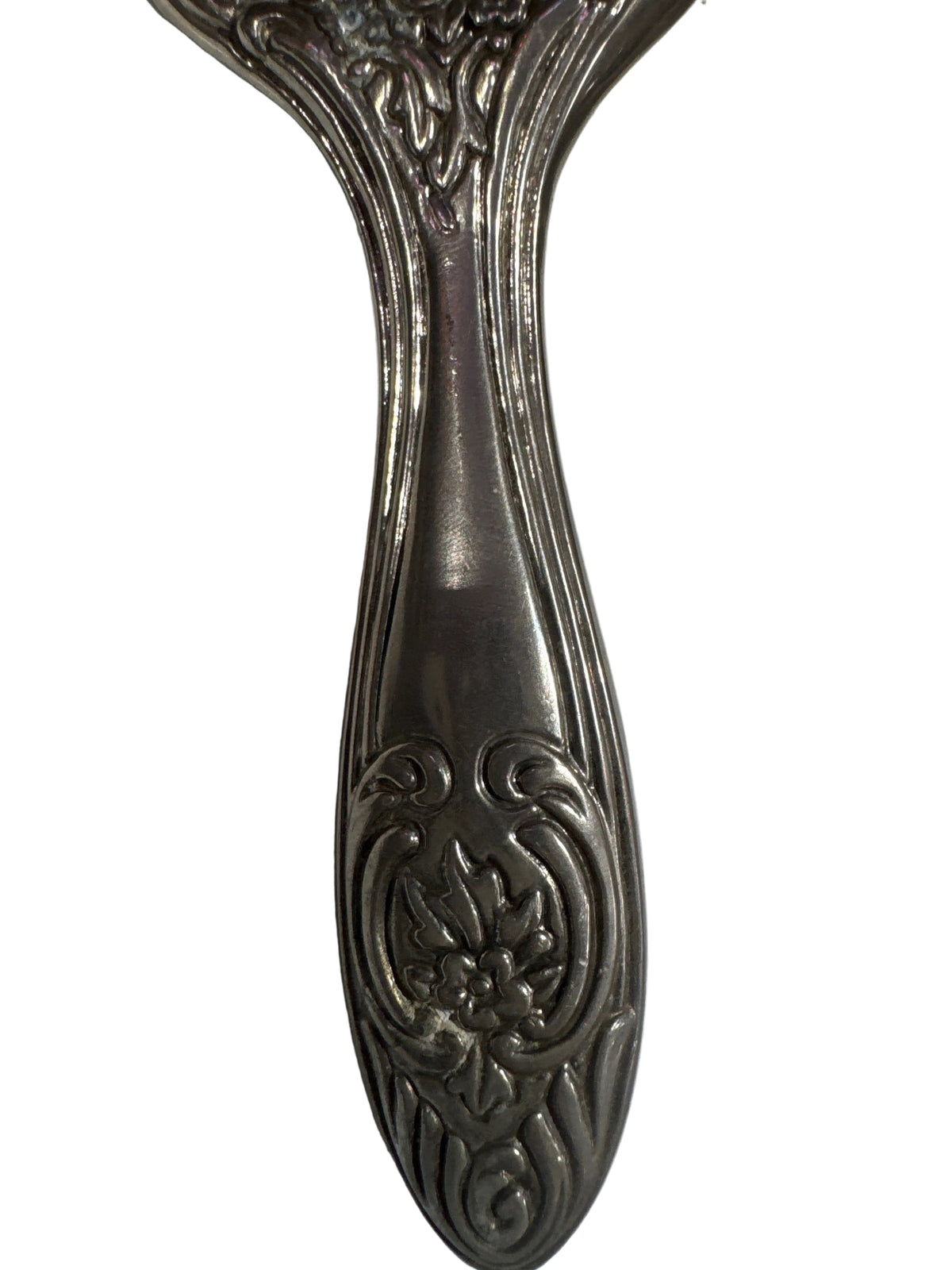 Vintage Silver-Plated Hairbrush featuring Embossed Floral Scrollwork
