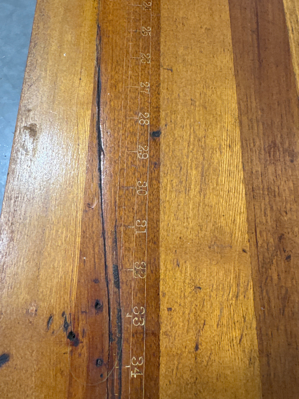 Antique Early 20th C. Folding Sewing Table with Yardstick Top