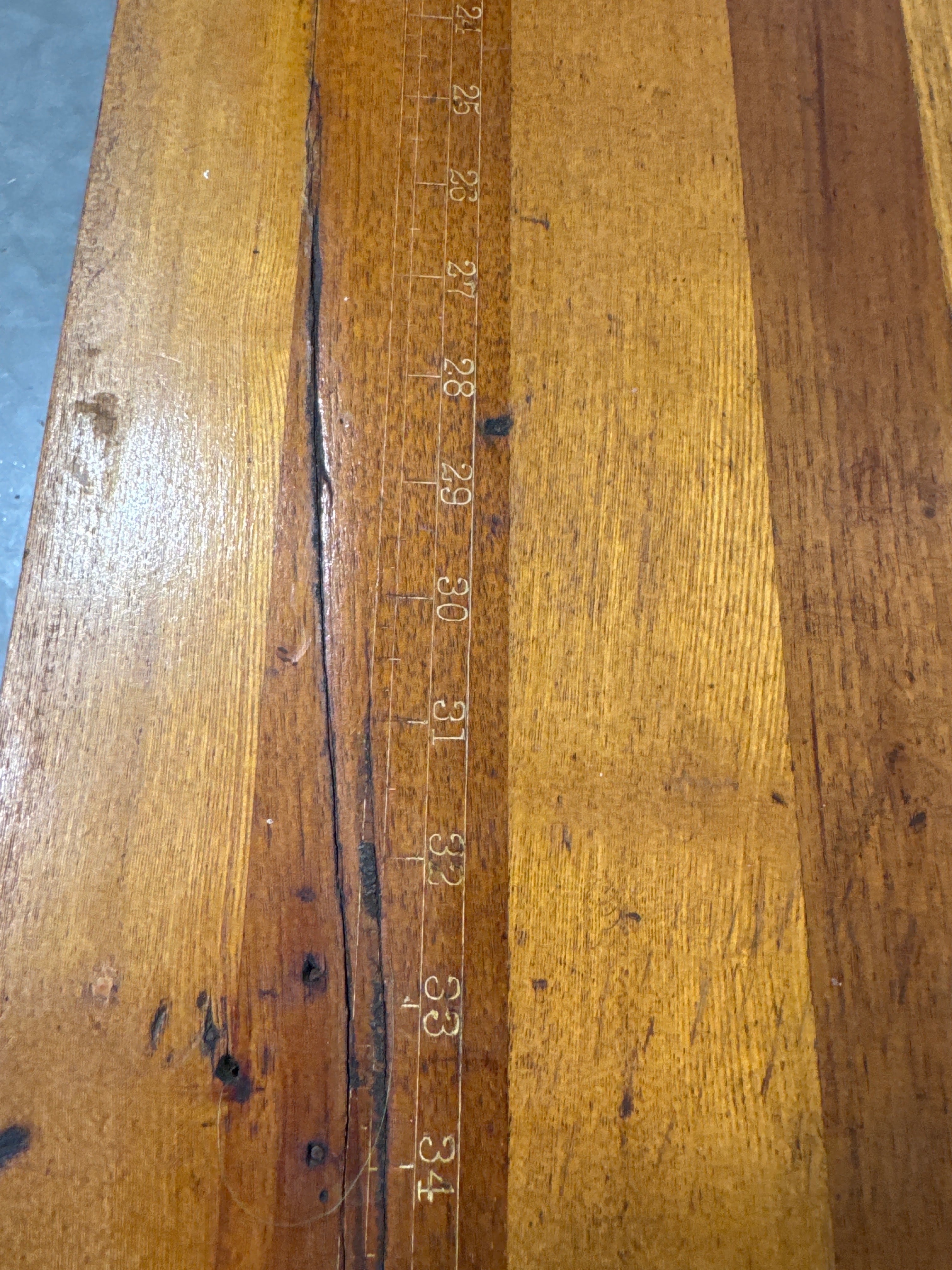 Antique Early 20th C. Folding Sewing Table with Yardstick Top