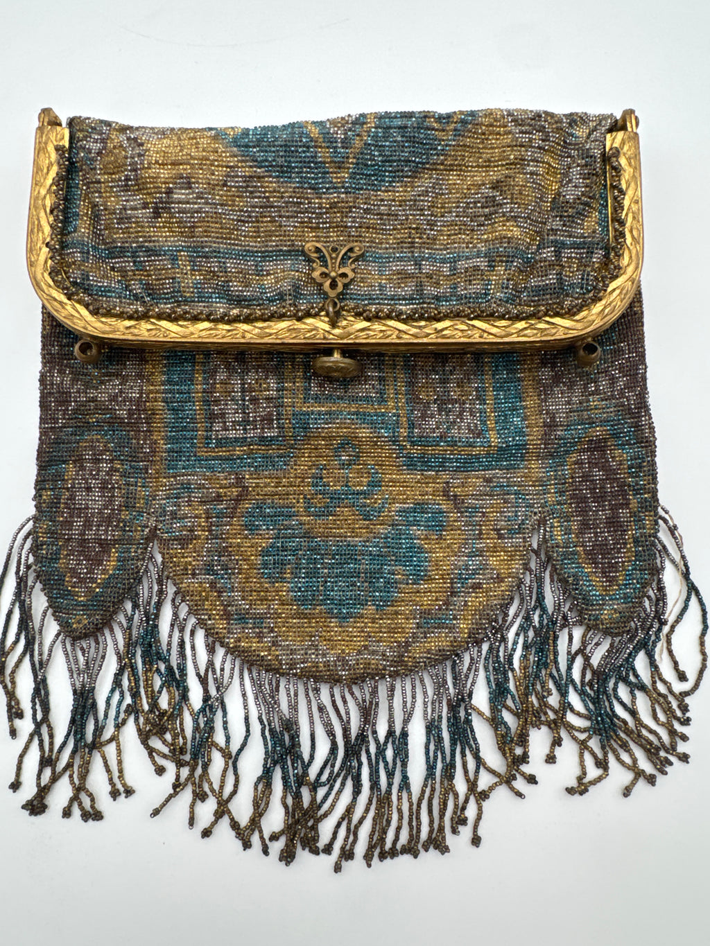 Antique Early 1900’s French Steel Beaded Hand Bag