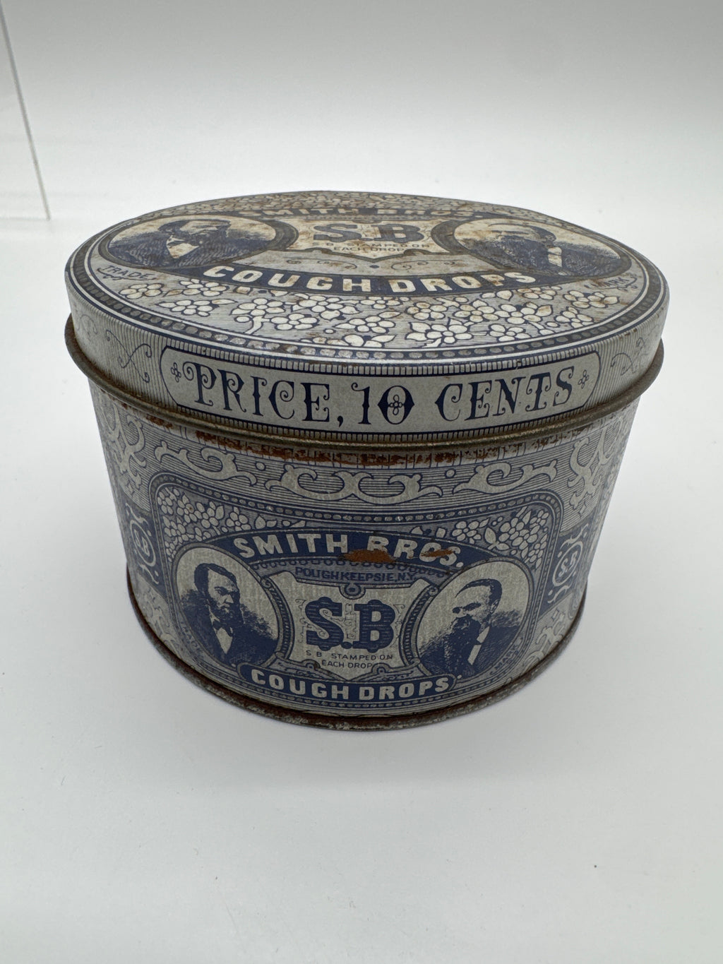 Vintage Bristol Ware Smith Bros (S.B.) Cough Drops "Empty" Tin w/Lid