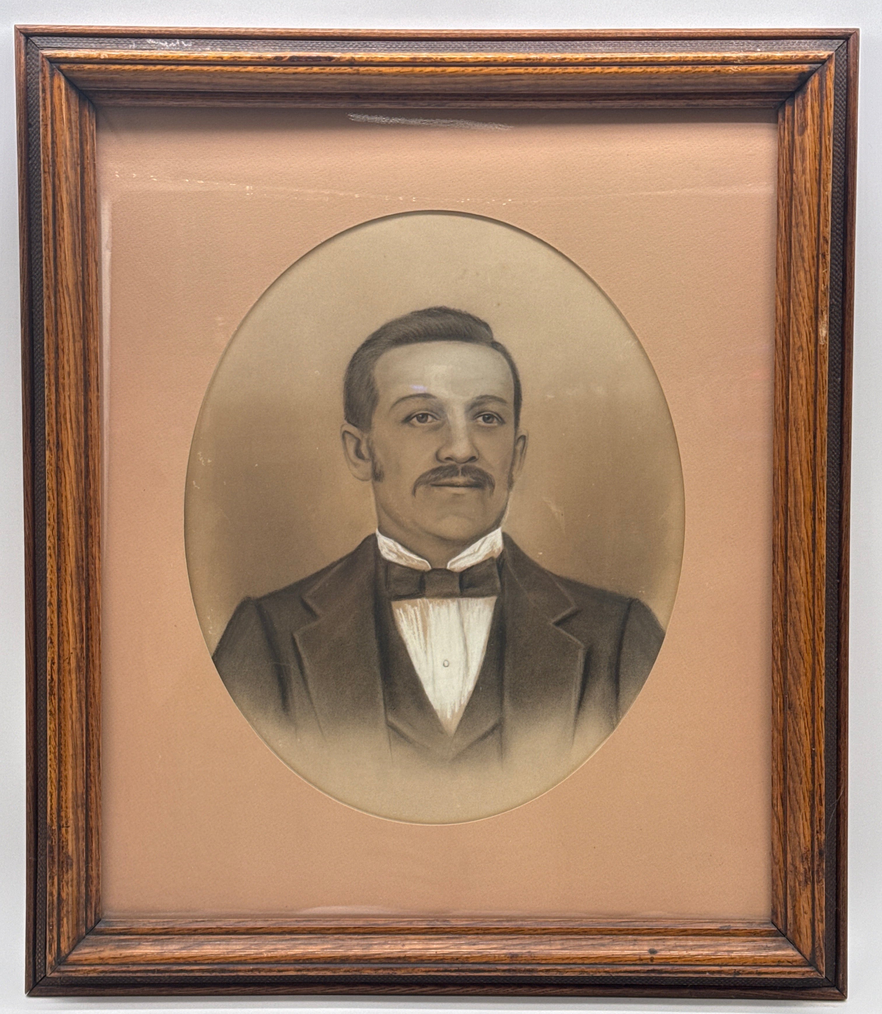 Antique 19th Century Victorian Ancestral Portrait Crayon Method