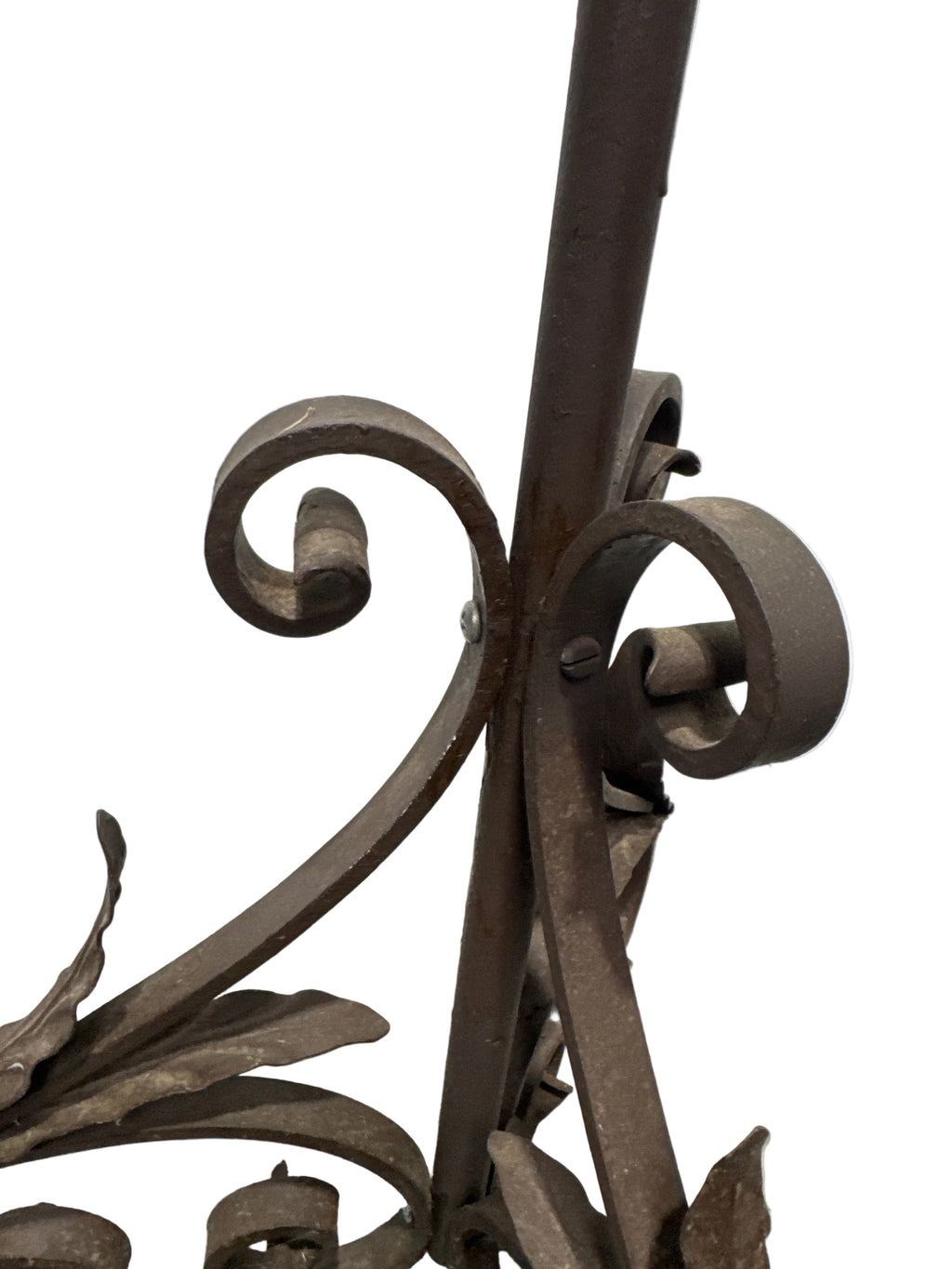 Vintage Spanish Revival Wrought Iron 4 Light Torchiere Floor Lamp