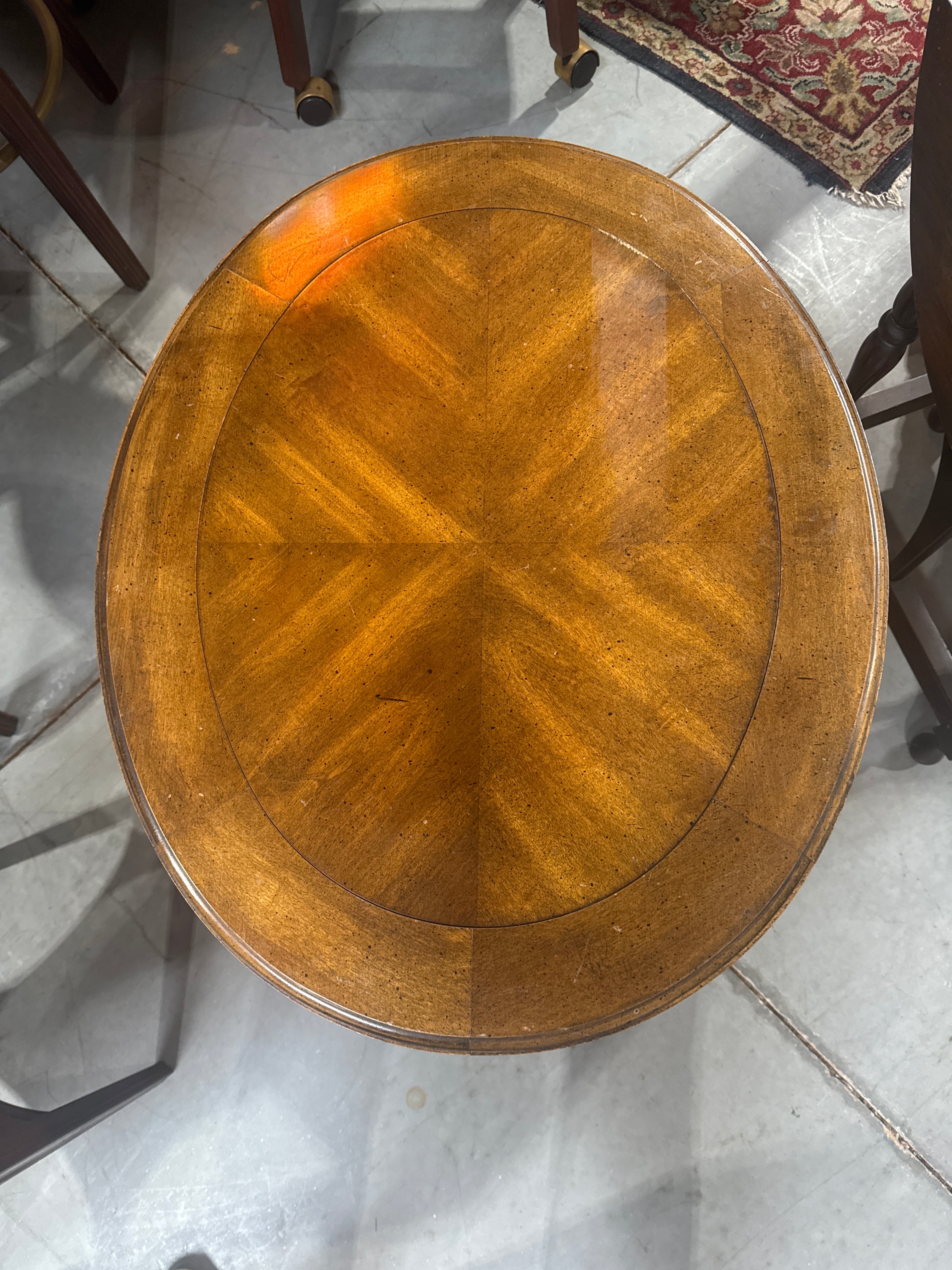 Vintage Chinese Chippendale Style Oval Side Table