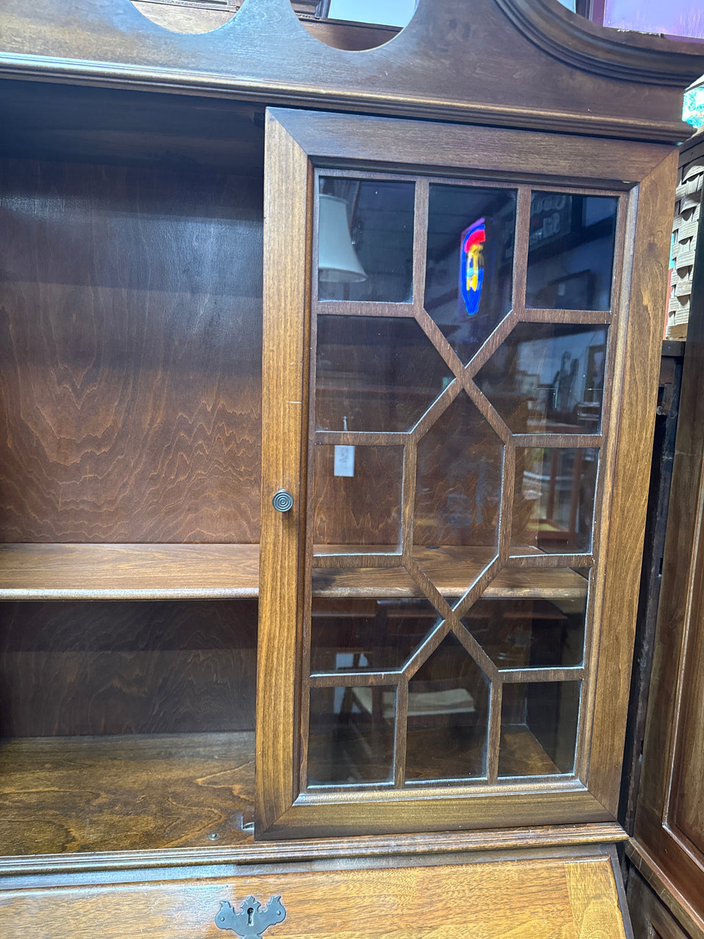Vintage Serpentine Front Walnut Ball & Claw Secretary Desk