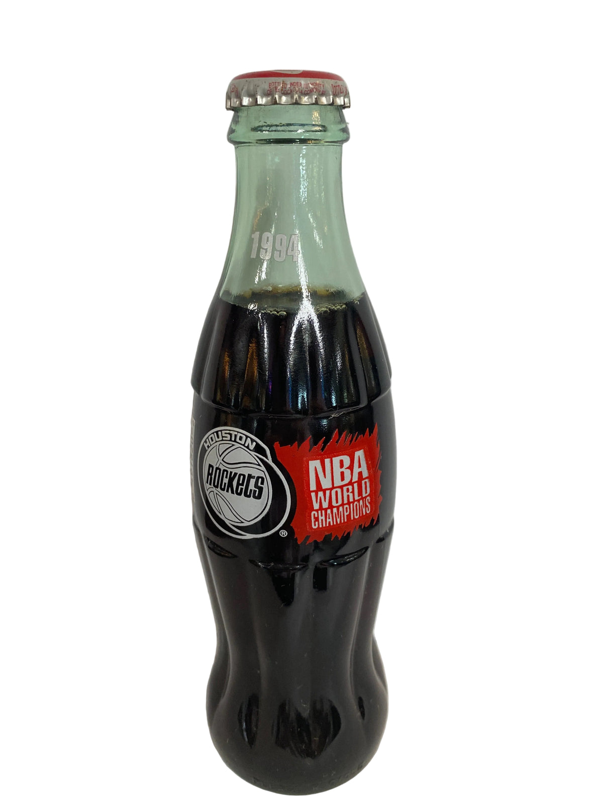 1994 HOUSTON ROCKETS NBA BASKETBALL WORLD CHAMPIONS 8 oz COCA-COLA BOTTLE