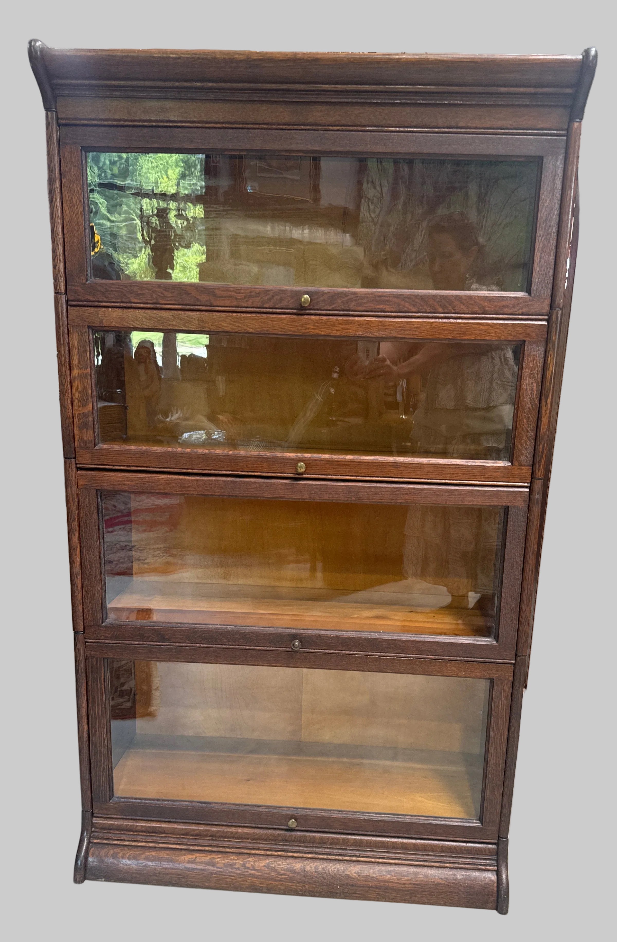 Antique Oak 4 Stack Lawyer Barrister Bookcase