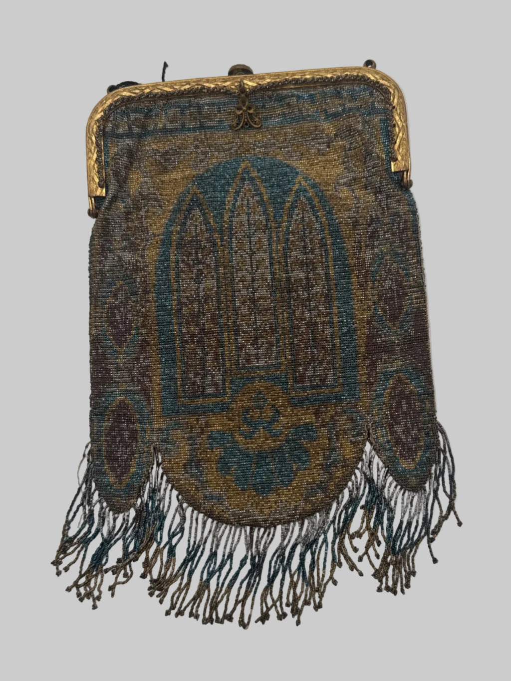 Antique Early 1900’s French Steel Beaded Hand Bag