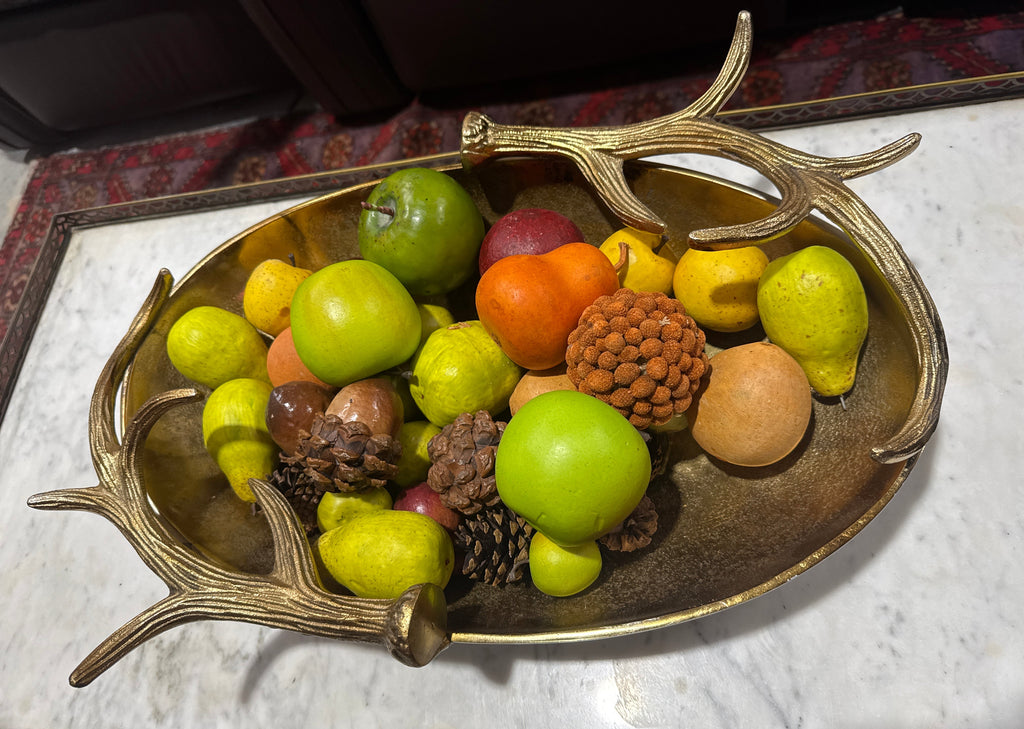 Large Antique Gold Antler Bowl