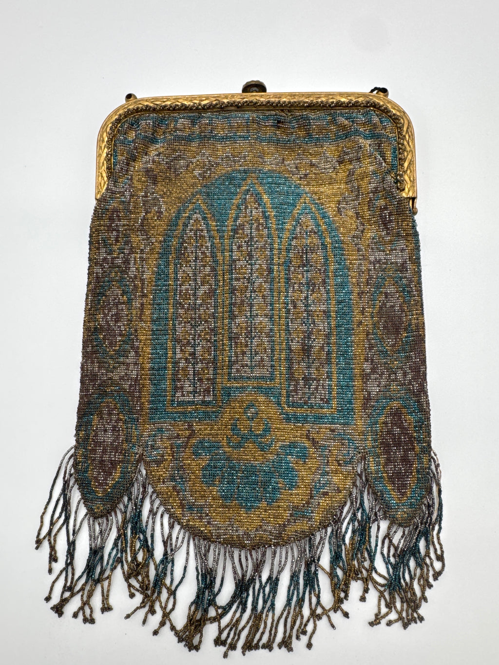 Antique Early 1900’s French Steel Beaded Hand Bag