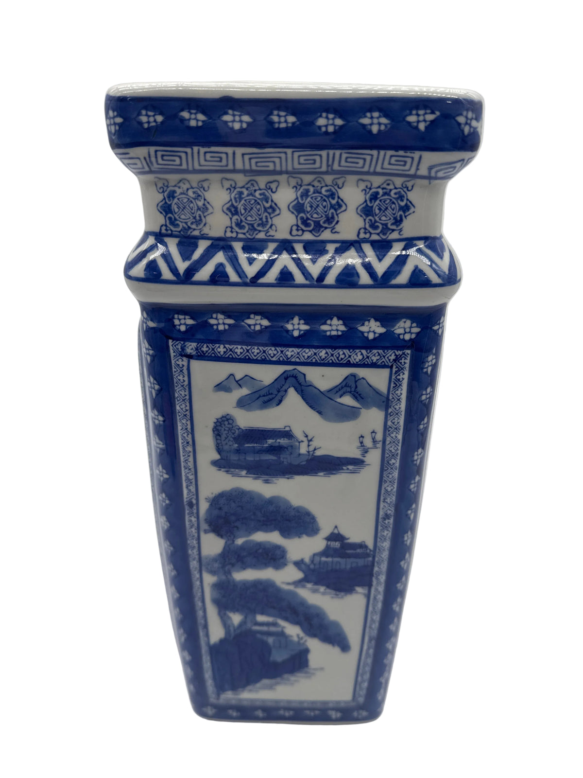 Vintage Chinese Blue and White Tall Vase