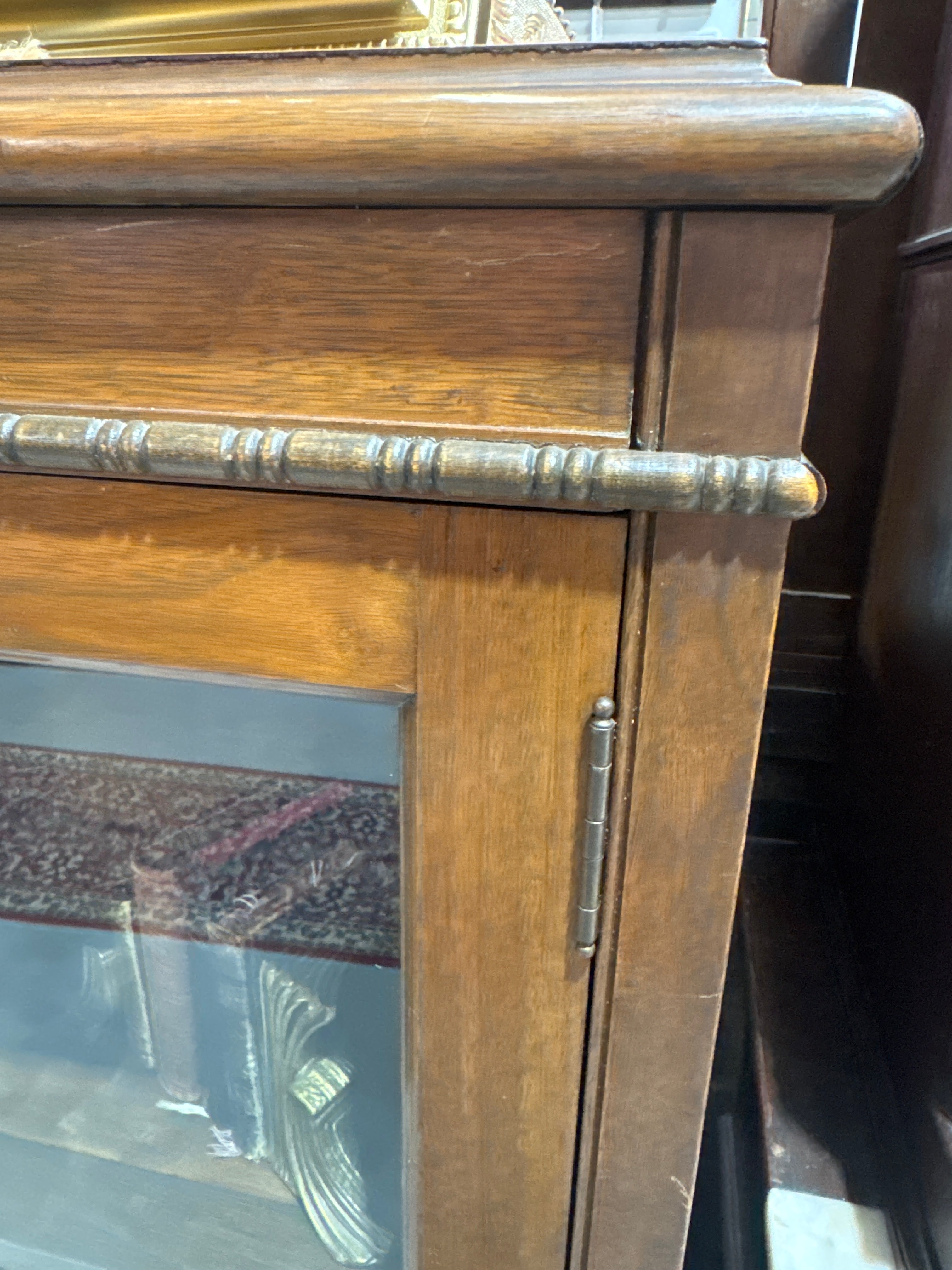 Vintage Arts & Craft Style Walnut Double Glass Door Bookcase