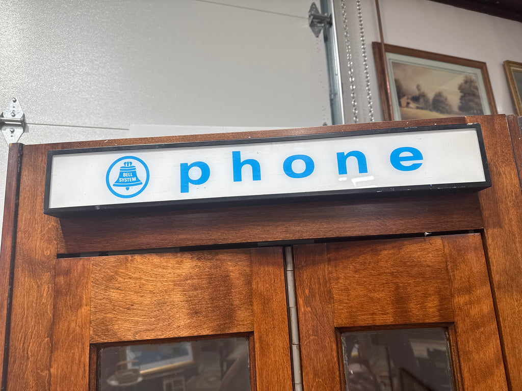 Vintage 1960's Bell System Wood Walk-In Phone Booth With Bi-Fold Doors-K