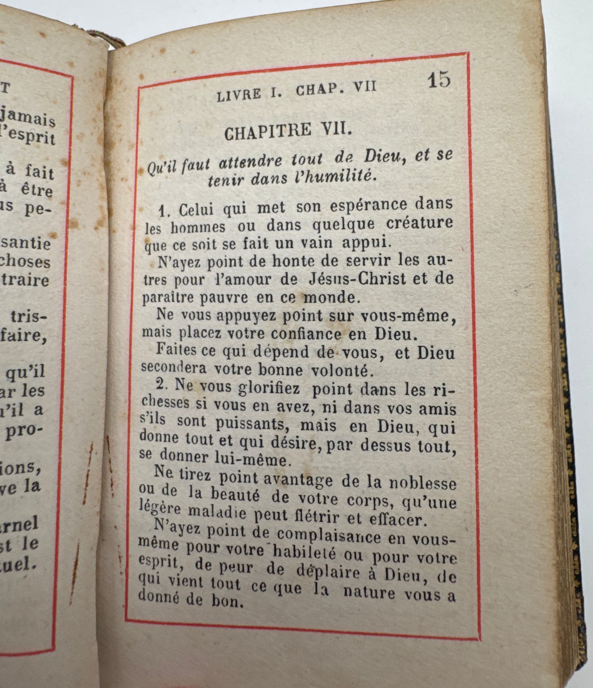 1886 Antique Miniature Leather Bound Pocket Edition Imitation of Jesus Christ, French “L’Imitation de Jesus-Christ” No. 300-3”H