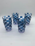 Acrylic Blue Check Tumblers, Set of 8