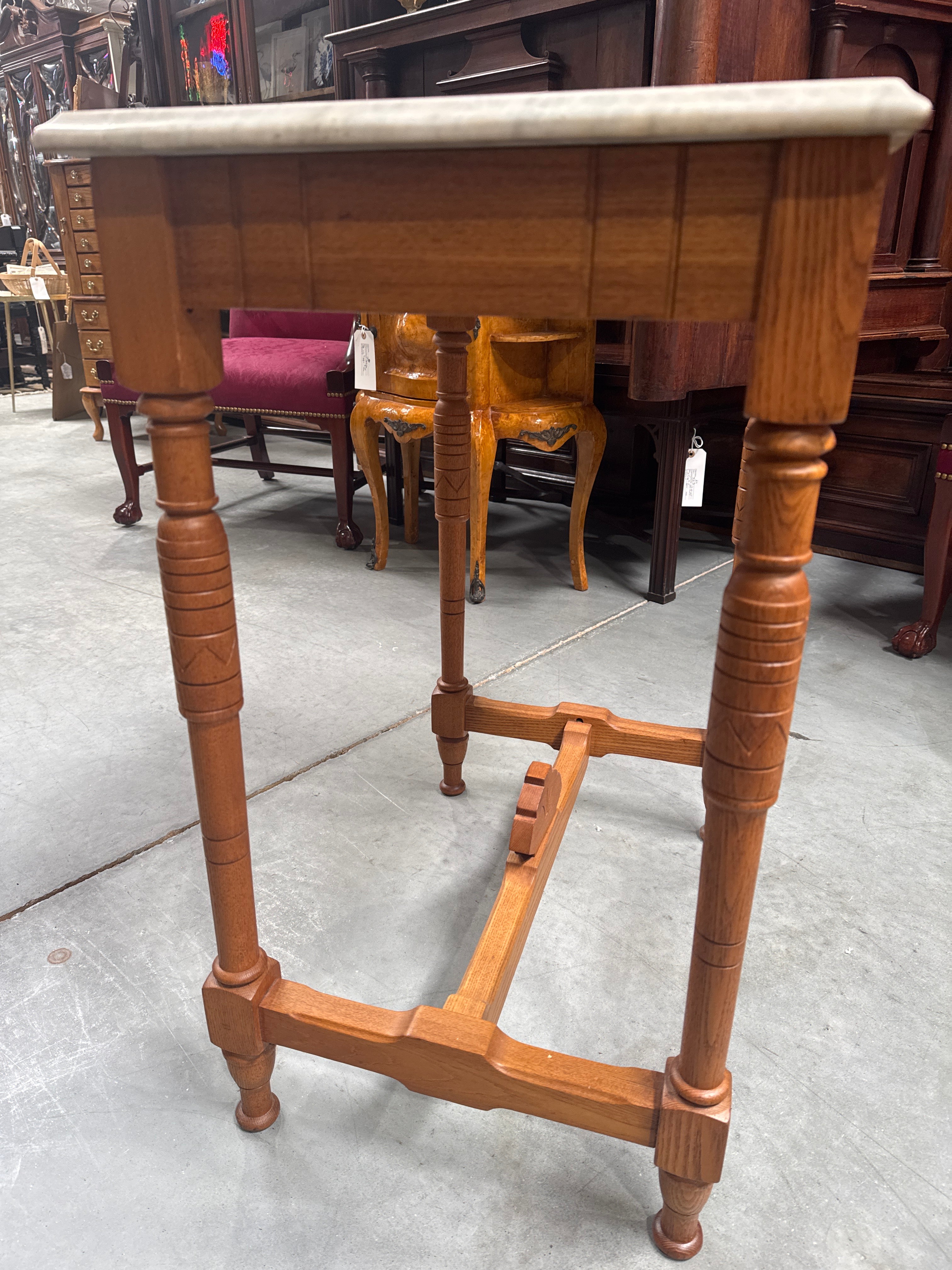 Antique Victorian Chestnut Marble Top Table