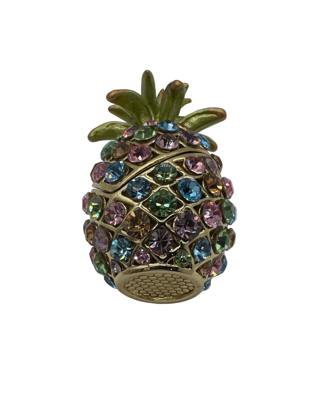 Beautiful Lia Sophia Pineapple Enamel & Rhinestone Lidded Ring/Trinket Box